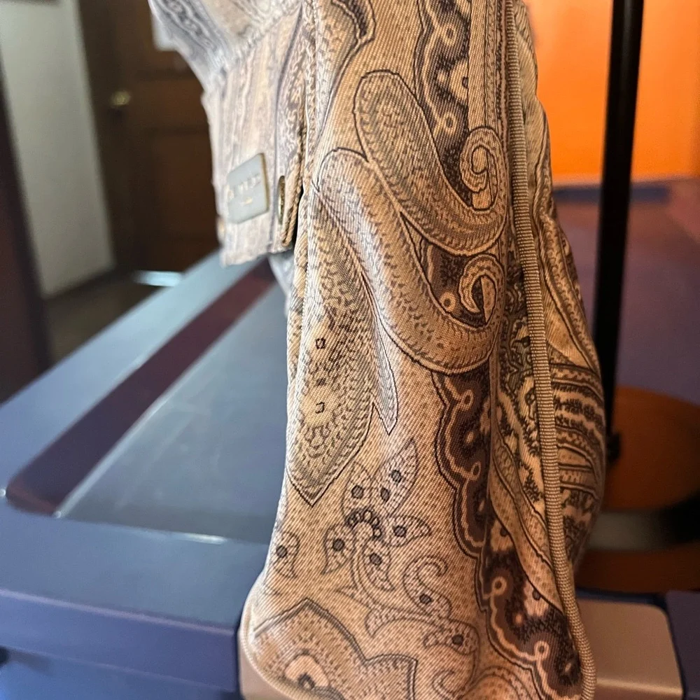 ETRO Tote Shoulder/crossbody Bag Italy Tan/ Brown Paisley Casualq w
